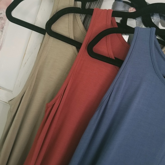 Denim Blue Fall Casual Basic Tops Women’s Navy Summer Muscle Tank Ruffle Tops - Picture 9 of 9